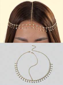 imoli 1 件简约铜链项链，带水钻、树脂和人造珍珠流苏吊坠，适合斋月活动、派对、礼物（手工制作、定制长度、不同圆盘数量） - 彩色 - 查看 8