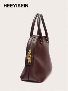 HEEYISEIN - Burgundy Half-Moon Handbag, Minimalist Elegant Shoulder/Crossbody Bag For Daily Use, Women's Bag, Women's Gift - Burgundy - View 3