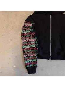 New American Street Retro Hoodie Loose Metal Decoration Y2K Personalized Zipper Sweater New - màu đen - Xem 3