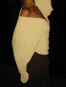 Elegant Deep V-Neck Long Sleeve Knit Sweater Top For Women, Soft & Stretchy, Regular Length, Yellow - Yellow - View 5