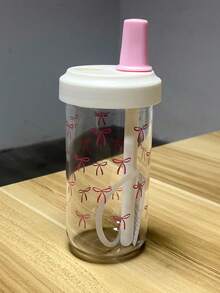 1pc Pink Bow Decor, Suitable For 500ml-700ml Water Bottle, Milk Tea Style Summer Cup, Large Capacity Thick Straw Plastic Cup, Suitable For Women And Students, Travel, Daily Use, Outdoor Camping, Women's Gift - Multicolor - View 11