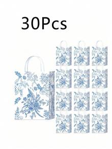 3/5/10/20/50 chiếc Túi quà tặng họa tiết hoa màu xanh dương và trắng trang nhã có quai xách, thiết kế kiểu Trung Quốc với họa tiết hoa thêu, thích hợp cho đám cưới, tiệc sinh nhật. - Nhiều màu - Xem 13