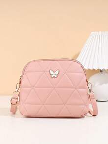 1pc Girls' Argyle Embroidered Crossbody Bag, Butterfly Metal Decor Shoulder Bag, Adjustable Strap, Suitable For Various Occasions Like Parties, Dates, Shopping, Ideal Gift - M1765 - View 16
