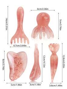 1/2/3/5pcs/Set Face & Head Massage Tool Combo Set, Facial Beauty Massage Stick, Gua Sha Board, Massage Comb, Scalp Massager, Muscle Relaxation Small Tools - Pink - View 2