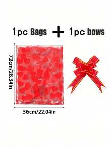 20/2pcs Heart Shaped Print Gift Bags, 20.04x28.34inch Transparent Plastic Basket Bags, Red Ribbon Bow, Fruit Basket Packaging, Gift Wrapping Supplies, Flower Packaging, Suitable For Party Gifts, Weddings, Baby Showers, Birthdays, Anniversaries, Valentine's Day And Various Occasions - Multicolor - View 14