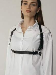 PU真皮腰带，办公必备配饰，西装腰带，休闲女士腰带和肩带，生日礼物，节日礼物 - 黑色 - 查看 11