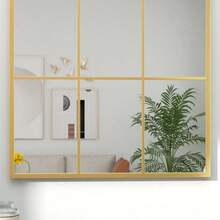 Wall Mirror, Window Mirror, 91 X 60 Cm, Decorative With Metal Frame, Hanging Mirror For Living Room, Bedroom In Gold - Gold - View 6