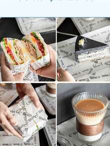 50/100pcs White French Oil-Proof Paper Liners, Silicone Baking Paper For Desserts, Burgers, Cakes, Essential For Back To School Season - Multicolor - View 2