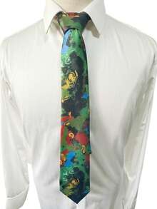 1条《极乐迪斯科：最终剪辑版》主题领带，游戏灵感角色扮演配饰，适合游戏爱好者，时尚新颖领带，日常穿着及收藏展示皆宜。 - 綠色 - 查看 6