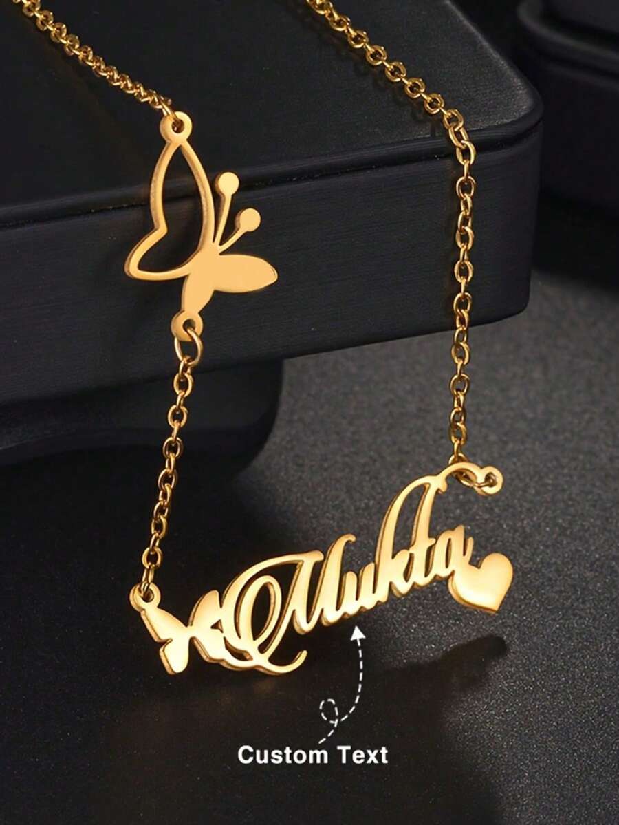 Personalized Name Necklace, Women's Jewelry, Butterfly Pendant Name Necklace,Customized Name Jewelry,Birthday Gift, Elegant Customized Gift, Valentine's Day, Anniversary Gift - Multicolor - View 1
