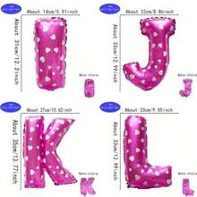 1pc, Pink Print Heart Printed Pink English Letter A-T Aluminum Film Balloon 16", For Birthday Celebration Anniversary Event Celebration Decoration Aluminum Film Balloon - Pink - View 5