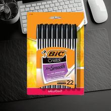 BIC Cristal Xtra Smooth Ballpoint Pens, 22ct - Black: Smooth Writing, Stationery, Office Supplies, 1.0mm Point Size - 1 - 查看 8
