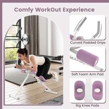Ab Workout Equipment, Adjustable Ab Machine For Whole Body Home Exercise With LCD Monitor, Big Knee Pads & Foam Cover, Core Ab Stomach Trainer For Home Gym Strength Training - Purple - View 3