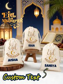 Personalized Eid Mubarak Gift Bag, Customized Name Eid Blessing Gift Bag, Essential Gift Bag For Eid Al-Fitr - Multicolor - View 4