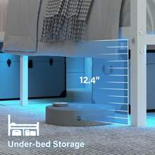 Twin Bed Frame With Charging Station & LED Lights, Metal Platform Bed Frame With Heavy Duty Steel Slats, Bedroom Furniture, Easy Assembly, Black/ White - 查看 5