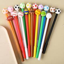 1 Set/1 Pc Football, Basketball, Rugby Shaped Cartoon Neutral Pen, Student Supplies, Learning Supplies, Black Ink Ballpoint Pen, Stationery, Birthday, Christmas Party Gift - Multicolor - View 4