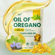 Quit mood Aceite de Orégano 2 en 1 + Semilla Negra 6000mg | 300 Cápsulas Extra Fuerte Alto en Carvacrol | Refuerzo Inmunológico Salud Natural | Cápsulas Blandas Fáciles de Absorber - 300 cápsulas - Ver 2