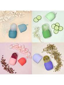 1个可重复使用的硅胶冰滚轮，有助于减少面部和眼部浮肿，改善肤质和光泽，面部按摩，冰箱护肤，冰块，硅胶模具，可重复使用的冰块，厨房，硅胶模具 - 彩色 - 查看 11