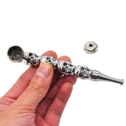 1个可拆卸骷髅头烟斗，带过滤器和盖子，2种颜色可选，父亲节和节日最佳礼物