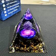 1 Peça Esfera de Ametista Natural com Lascas de Obsidiana Preta Redemoinho, Acessório de Equilíbrio de Chakra com Poder. Adequado para Alívio do Estresse, Melhoria do Canal de Energia, Promoção do Fluxo de Energia, Cura Espiritual e Atração de Sorte e Sucesso - Um Presente Ideal para Decoração de Carro e Móveis. - Estrela - Visão 9