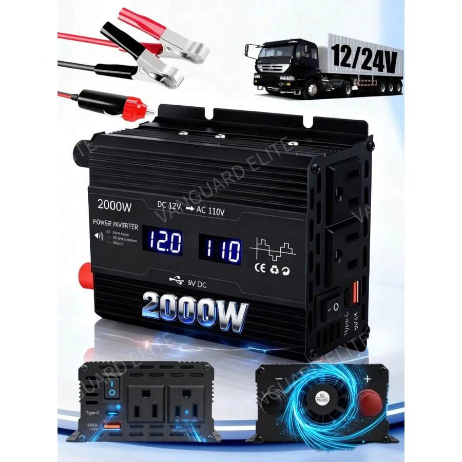 2000w Inversor De Corriente 12v A 110v Convertidor 12v 110v - por defecto - Ver 1