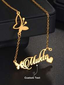 Personalized Name Necklace, Women's Jewelry, Butterfly Pendant Name Necklace,Customized Name Jewelry,Birthday Gift, Elegant Customized Gift, Valentine's Day, Anniversary Gift - Multicolor - View 2