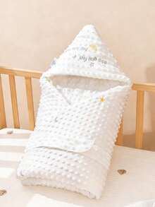 1pc Baby Embroidered Beaded Swaddle Blanket, 3D Beaded Plush Soother, Washable, Exquisite Embroidered Pattern, Newborn Swaddle Wrap - Beaded Plush For Baby Shower & Welcoming Party Gift! - Baby Tufted Embroidered Swaddle Blanket - View 12