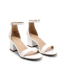 Women Chunky Low Heeled Sandals Elegant  Open Toe Ankle Strap Heeled Sandals With Buckle Closure For Prom Wedding Party Daily Wearing - trắng - Xem 4
