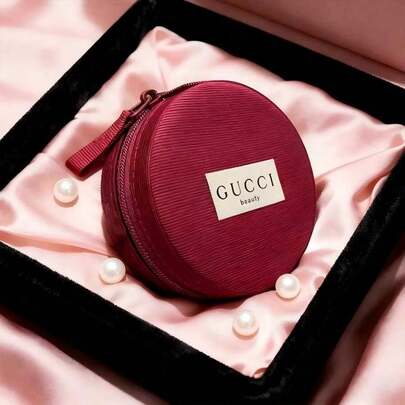 Gucci Encora Red Portable Makeup Bag - Cushioned Case For Girls, With Earphone & Coin Storage, Jewelry Organizer