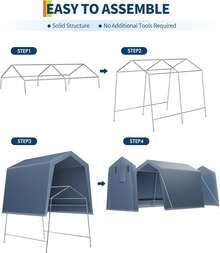 Cobertizo de Almacenamiento Exterior de 2.1x3.6 m con Base, para Motocicletas y Herramientas de Jardín - Gris - Ver 5