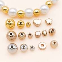 100pcs Metal Beads Set Golden, Rose Gold & Silvery Round, Heart, Star, Square Hoop Spacer Beads For DIY Bracelet, Necklace & Earring Jewelry Making - Multicolor - View 7