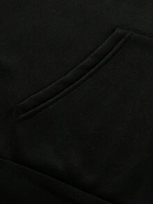 250g Polyester Fiber Men's Hooded Sweatshirt With Spider Web Pink Pattern Print, Fashionable And Loose Casual Fleece Sweatshirt Suitable For Autumn And Winter Wear On The Street - 黑色 - 查看 3