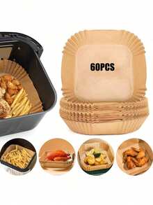 Premium Disposable Air Fryer Liners Square-60/120/240/400 PCS Non-Stick Baking Paper, Oil-Proof & Water-Proof Air Fryer Parchment Liners, Essential Kitchen Accessories For Family Dinners - Multicolor - View 14
