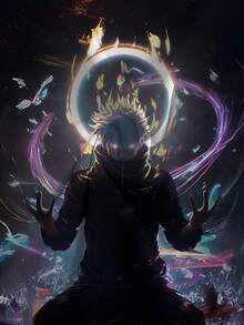 Men's 3D All-Over Print Anime & Cosmic Meditation T-Shirt - Short Sleeve Summer Casual Tee With Full-Body Space Art, Lightweight Durable Black Polyester Shirt For Gym, Relaxation, Or Casual Attire - 黑色 - 查看 5