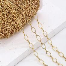1m/2m Stainless Steel Gold Oval Embossed Chain With Lobster Clasp, Suitable For DIY Jewelry Making, Necklace And Bracelet - Chain - View 2