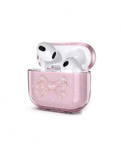 Bow-Knot Apple Solid Color Bowknot Minimalist Powder Hanging Hook TPU Soft Case Earphone Protective Cover