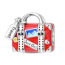 925 Sterling Silver Travel Collection-Red Bus Bead, New Adventure Bead, Capture The Moment Bead, Cat Bead, Sweet Departure Pendant, Travel Map Charm, Travel Pendant, Summer Travel Charm, Red Suitcase, Fun Suitcase Bead. Perfect For Sterling Snake Chain Bracelets, Necklaces, Bangles, Bead Chains, DIY Jewelry Crafting, And Luxurious Bestie Gifts. - Multicolor - View 19