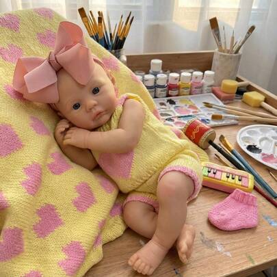 Muñeca Reborn de 13 pulgadas de niña del prado, hecha a mano con silicona de tacto suave, bebé recién nacido para regalos de cumpleaños (anatómicamente precisa)