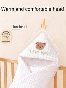 1pc Baby Embroidered Beaded Swaddle Blanket, 3D Beaded Plush Soother, Washable, Exquisite Embroidered Pattern, Newborn Swaddle Wrap - Beaded Plush For Baby Shower & Welcoming Party Gift! - Baby Tufted Embroidered Swaddle Blanket - View 5