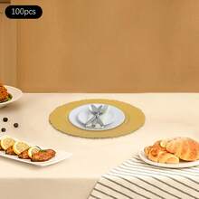 100 Pcs Antique Charger Plates Bulk 13 Inch Embossed Rim Plastic Party Dinner Plate Chargers Round Decorative Server Plate For Wedding Party Event Tableware (100pcs) - 金色 - 查看 7