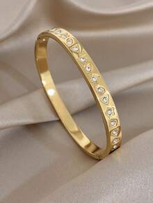 奢华水晶镀金手链，不锈钢手链套装，女士日常及派对饰品，圣诞礼物 - 彩色 - 查看 14