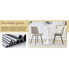 Modern Minimalist Round Table Set (With 4 Armchairs In Tech Fabric And Widened Comfort Seat Cushion), Round Table With 100 Cm Diameter In Black Wood Look, Suitable For Living Room,