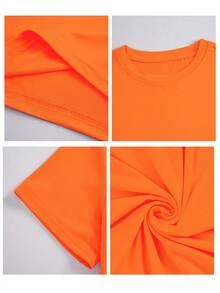 Customized Women's T-Shirt - Add Your Photo (Landscape/Badge/Couple/Family/Selfie/Pet), Double-Sided Printing, Suitable For Summer Travel, Girlfriend Gift, Women's T-Shirt, Customized Women's Top - Orange - View 4