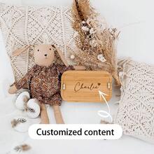 1 pieza Caja de almuerzo de acero inoxidable con tapa de bambú natural, personalizable con nombres de pareja, apodos o símbolos dulces, adecuada para el transporte de la pareja y el uso escolar - Multicolor - Ver 1