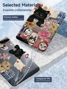 猫咪图案平板电脑保护套,兼容苹果Air 11英寸M3(2025款)/M2(2024款)、Air第五代(2022款)、(A16)11英寸第十一代(2025款),也兼容三星Galaxy Tab平板电脑和Kindle Paperwhite第十二代(2024款)。透明背壳,时尚图案保护套,支持自动睡眠/唤醒功能,配备气囊保护,适合作为礼物或办公用品。 - 彩色 - 查看 10