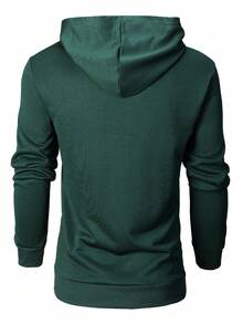 男士常规版型字母印花长袖卫衣，带口袋，时尚休闲运动外套，适合送给丈夫/男友，可用于街头、通勤、高尔夫、钓鱼、篮球、露营、健身房等场合。 - 墨綠色 - 查看 2