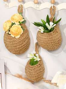 6/3/1pcs Set Wall Hanging Woven Baskets, Bohemian Style, Creative Water Drop Shape, Suitable For Vegetables, Fruits, Kitchen Storage Baskets, Also Fit For Holiday Decoration, Kitchen Storage Bags, Hanging Storage Baskets, Storage Bags, Kitchen Decor Storage Bags - Multicolor - View 7