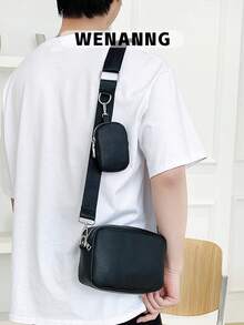 Bolso bandolera multifuncional para estudiantes, bolso casual, bolso de hombro de cuero PU de unicolor retro, bolso de mensajero, bolso de hombro para ir al trabajo, bolsa de gimnasio con monedero pequeño, bolsa de viaje esencial de estilo retro, bolsa esencial para el Día de San Valentín y vacaciones, bolsa bandolera para camping, pegatina, vuelta al colegio en invierno, regalo del Día de San Valentín, bolsa de vacaciones de estilo retro, bolsa negra, bolsa de regalo, bolsa bandolera, bolsa de primavera de estilo retro, útiles escolares, bolso lateral para hombres, mini bolso - Negro - Ver 1