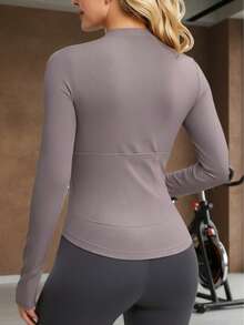 Striped High Elasticity Cycling Jersey, Slim Fit, Breathable, Moisture-Wicking, Road Bike, Spring/Summer, Women - Grey - View 3