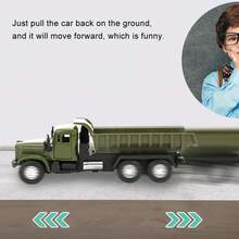1:43 Niño Niño Tire hacia atrás Coche de juguete Modelo de vehículo de alta simulación con camión con sonido ligero - Verde militar - Ver 3